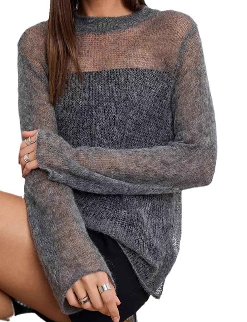 Casual Solid Color Hollow Out Knit Cover-Up DP25E430