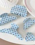 Vinyl Blue Polka Dot Hair Claw - DippedShop Wholesale - #5523