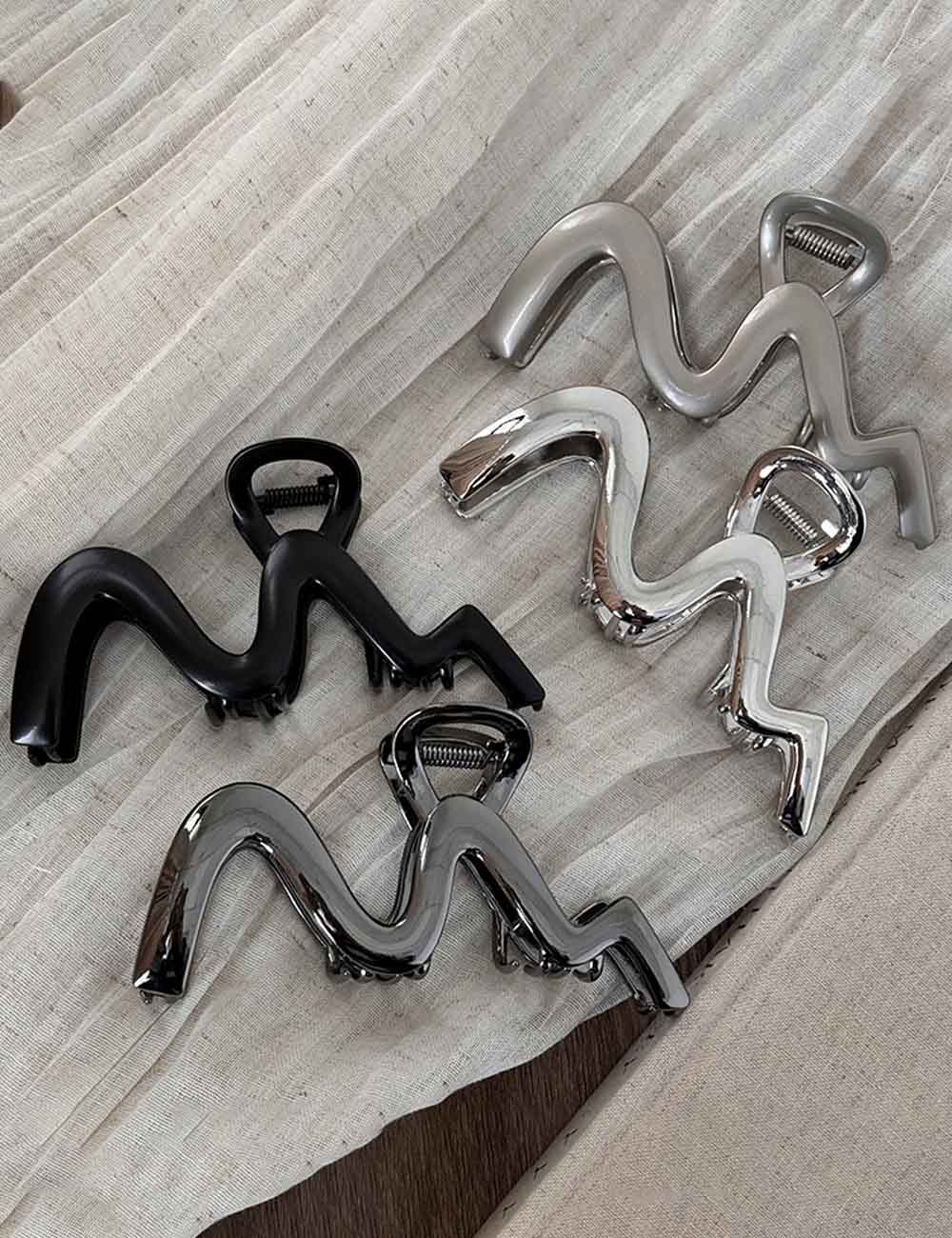 Large Wave Metal Hair Claw - DippedShop Wholesale - #5043