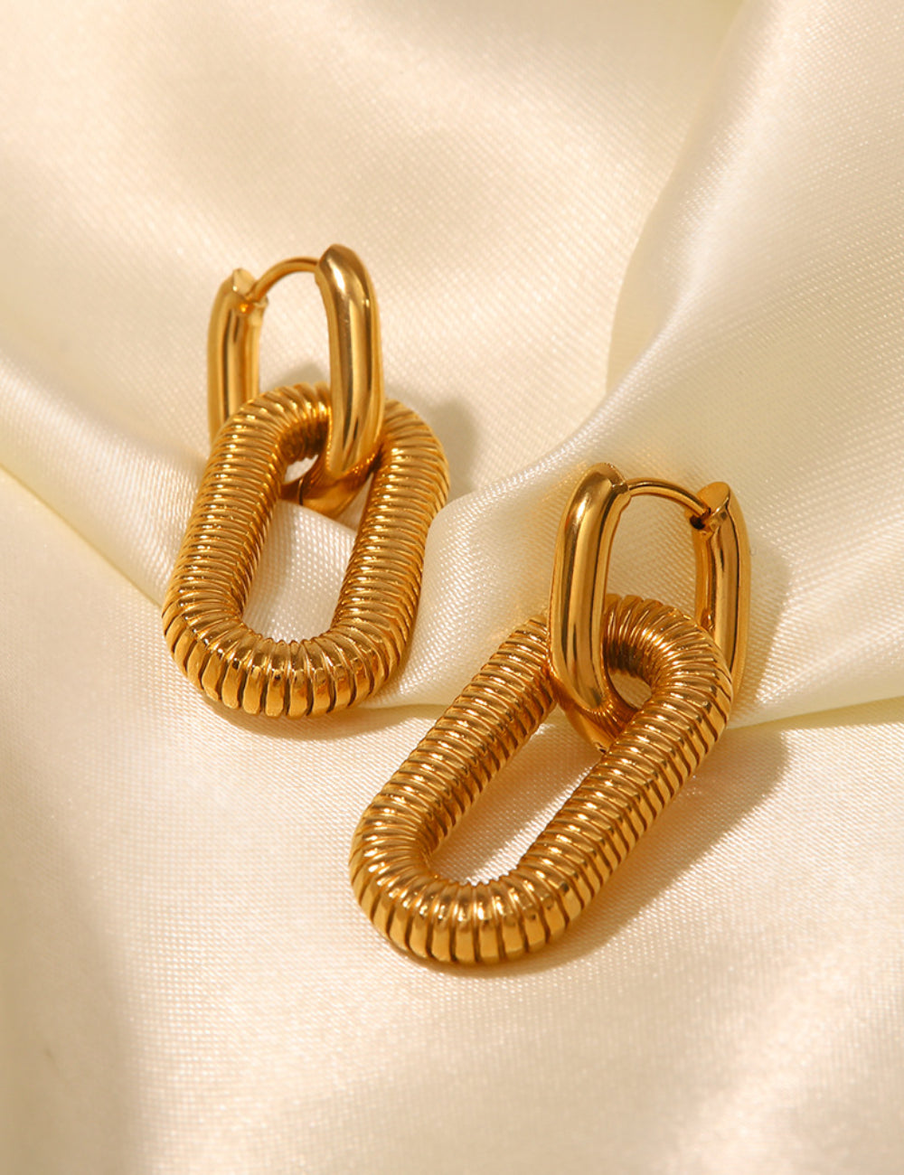 Gold Plated Stainless Steel Chain Hoop Earrings DPJE1290