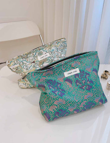 Elegant Jacquard Portable Zipper Cosmetic Bag DP25E644