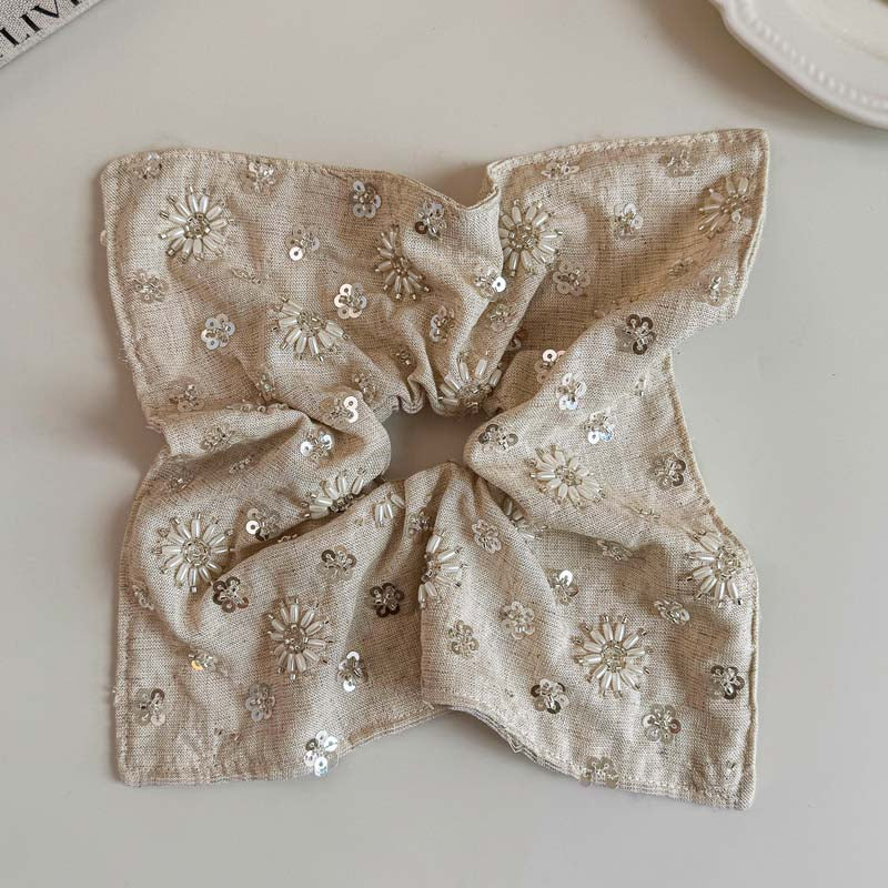 Flower Sequin Hair Scrunchie - DippedShop Wholesale - #6259