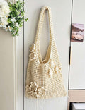Crochet Flower Beach Tote Bag - DippedShop Wholesale - #4179