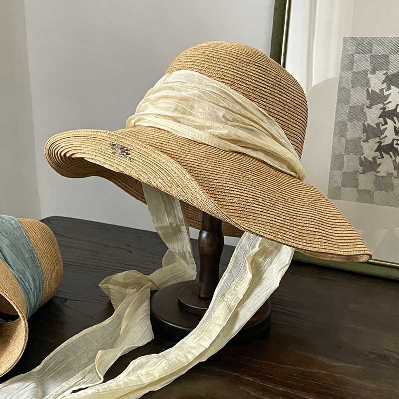 Elegant Wide Brim Straw Hat - DippedShop Wholesale - #7939