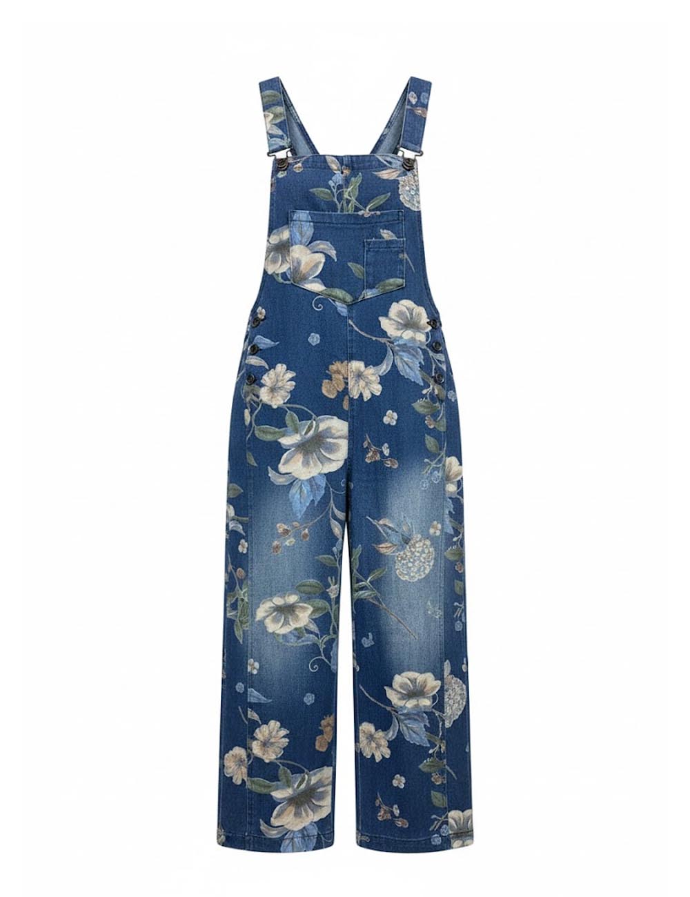 Floral Denim Bib Overalls - DippedShop Wholesale - #7235