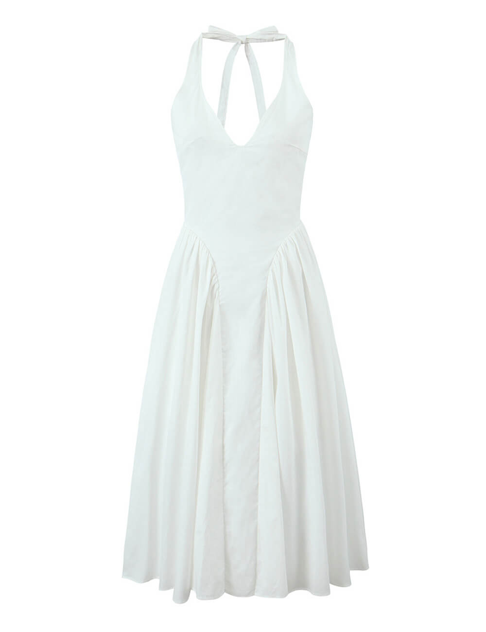 Solid Color Halter V-Neck Ruffle Maxi Dress DP25C973