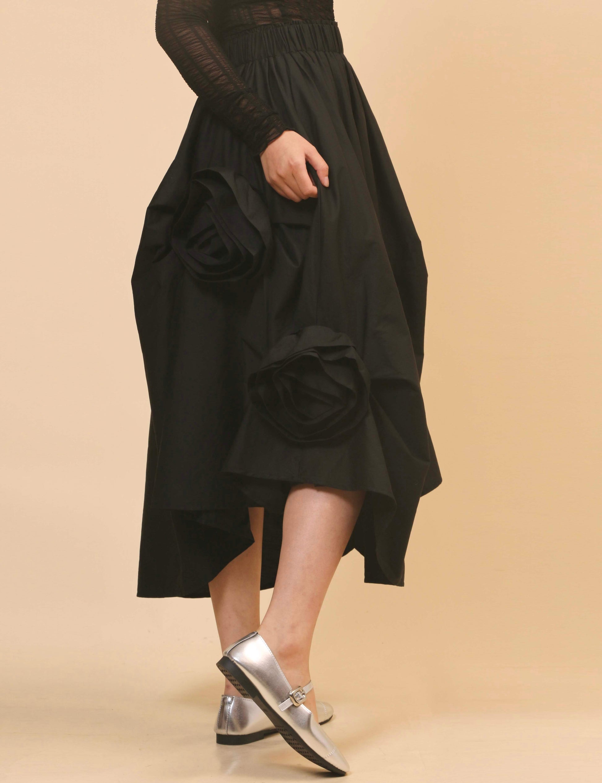 Irregular Hem Flower Midi Skirt - DippedShop Wholesale - #7859