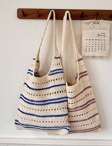 Striped Hollow Knit Handmade Shoulder Bags DP25C696