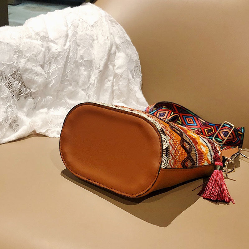 Boho Tassel Crossbody Bucket Bag - DippedShop Wholesale - #0979