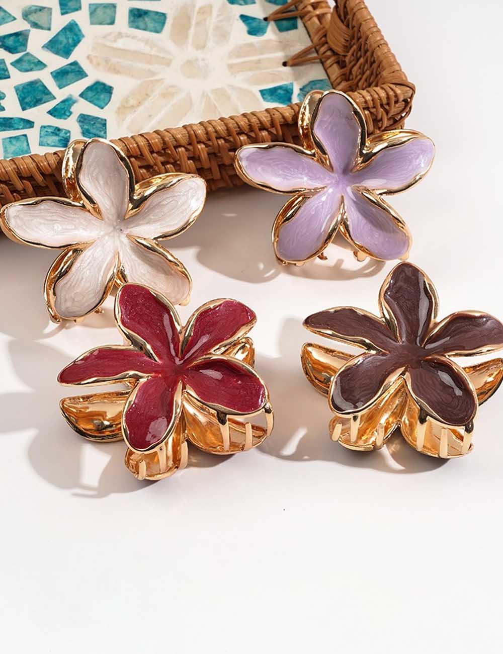 Flower Enamel Hair Claw - DippedShop Wholesale - #4323