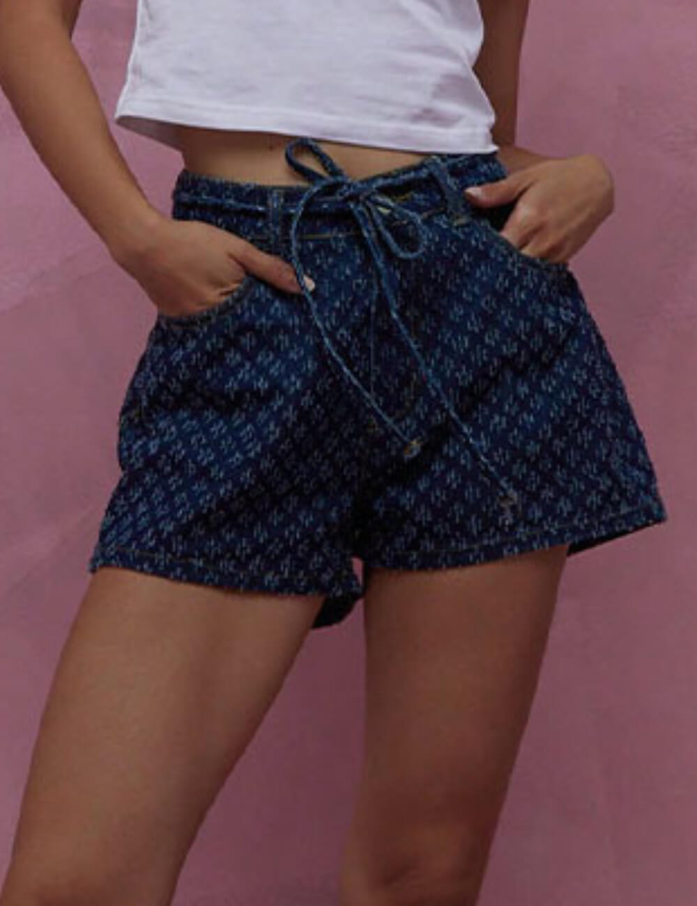 Casual Crochet Straight Leg Denim Shorts DP25D906