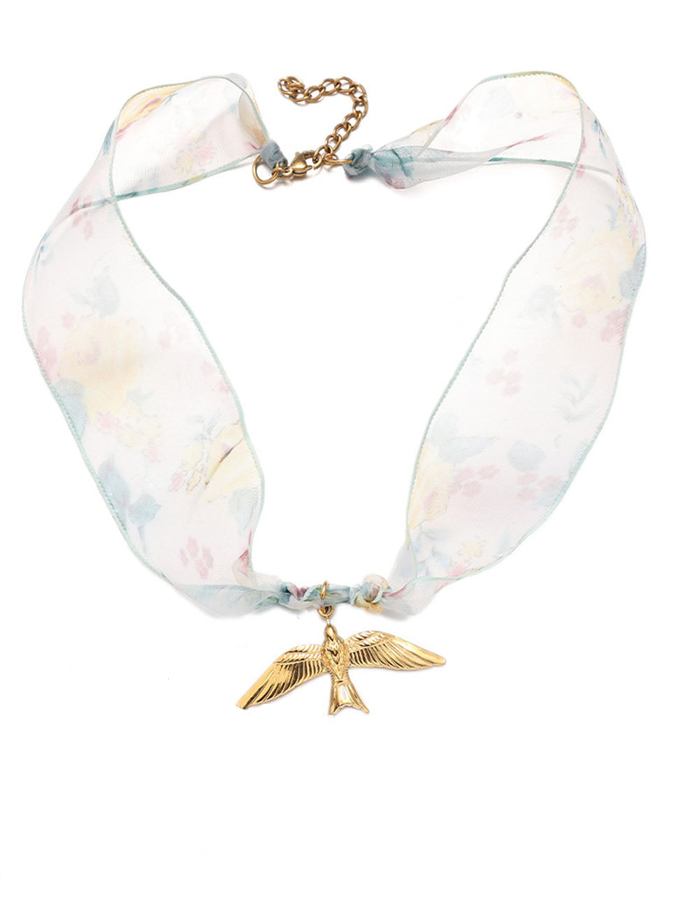 Gold Shell Pendant Colorful Scarf Necklace DP25E812