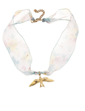 Gold Shell Pendant Colorful Scarf Necklace DP25E812