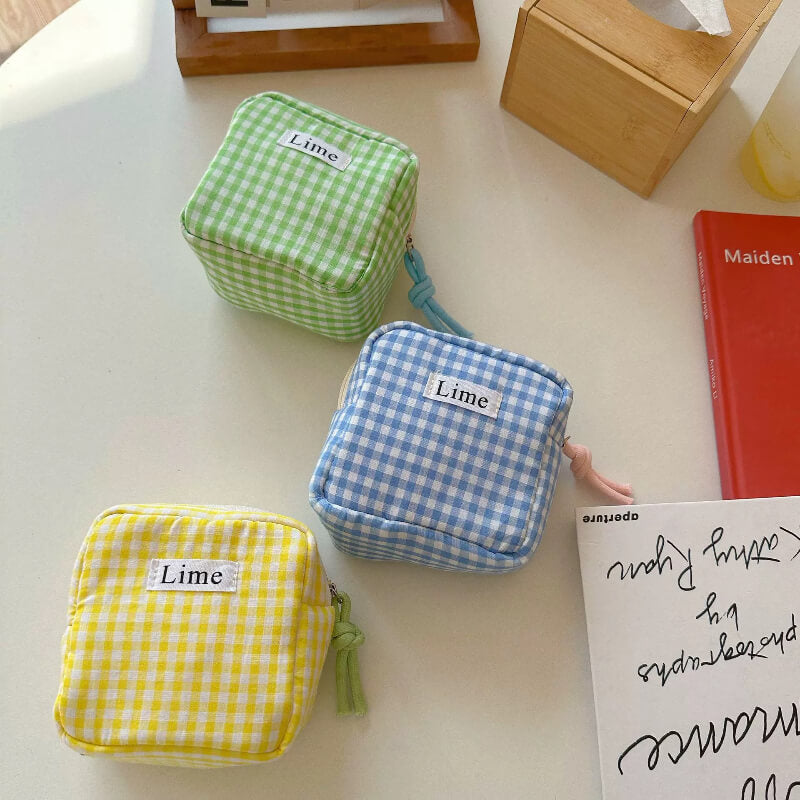 Simple Color Block Plaid Coin Purse Wallets DP25C717