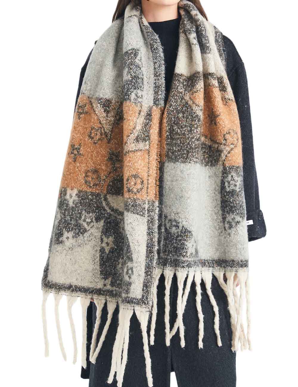 Winter Flower Tassel Thick Warm Scarf DP25G579