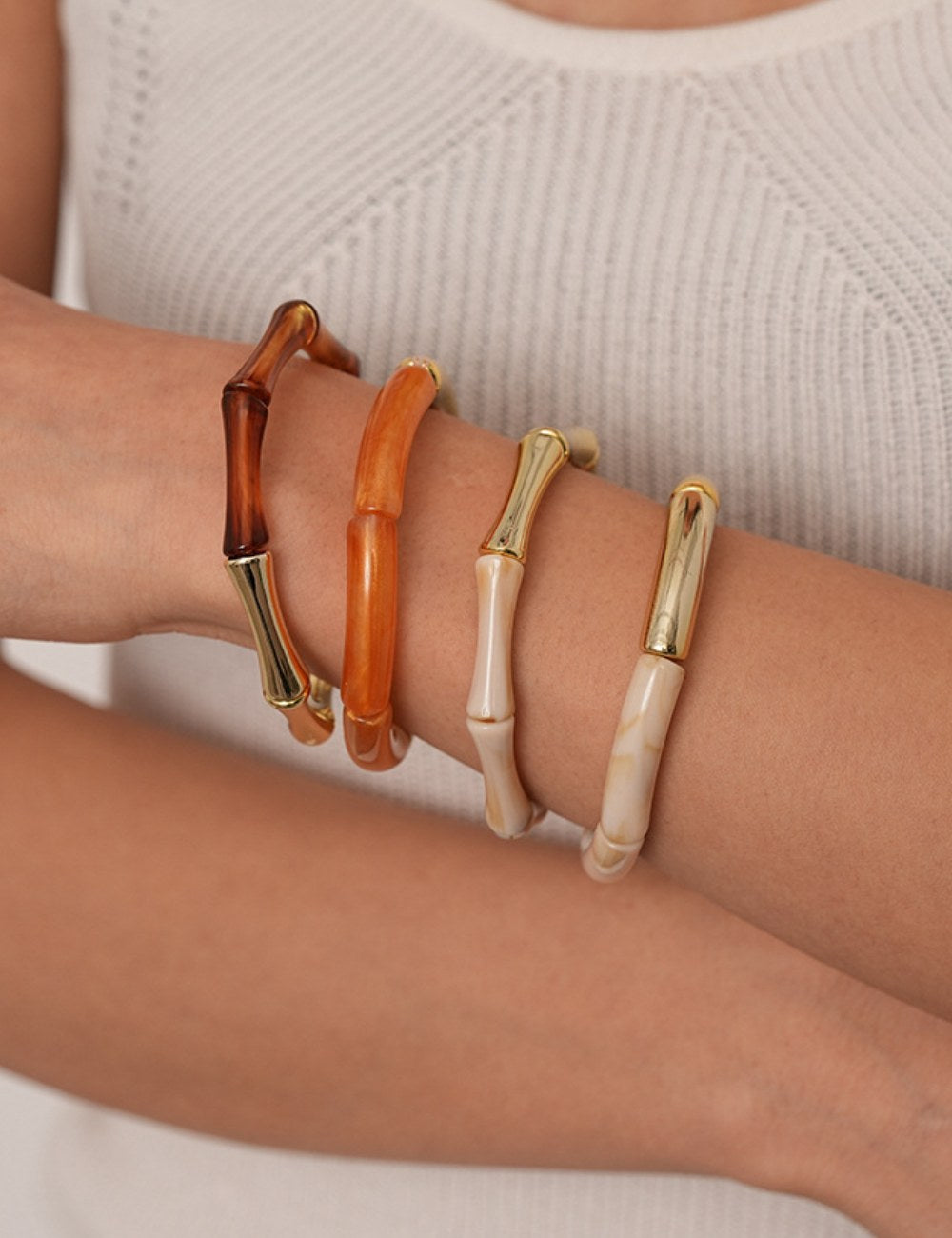 Simple Metal Acylic Splicing Thin Bracelets DP25D621