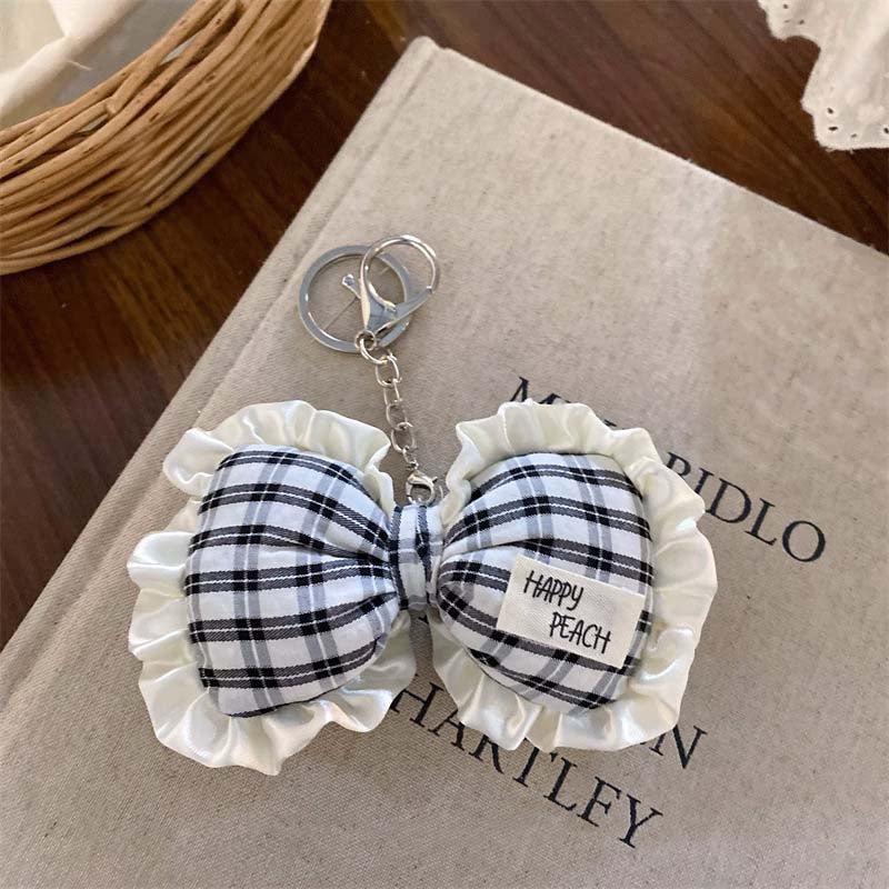 Vintage Plaid Bow Keychain Bag Charm DP25F591