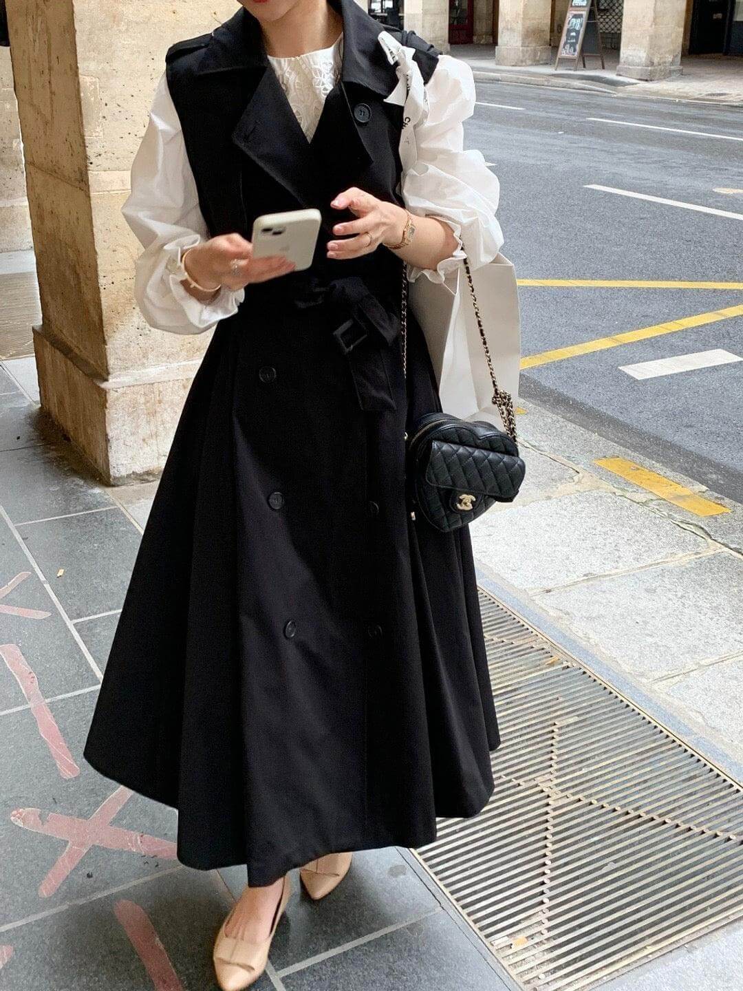Sleeveless V-Neck Trench Coat - DippedShop Wholesale - #8691