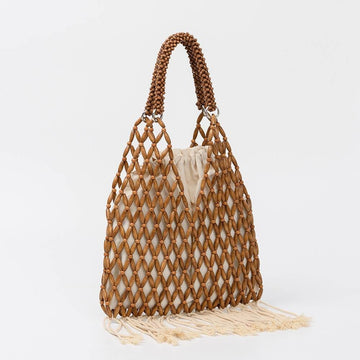 Tassel Wooden Handbag Bead Beach Bag DP25B744