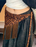 Retro Leopard Print Tassel Triangle Belt Hip Scarf MK2BW6W1SL03