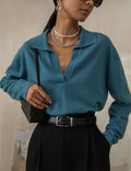 Lapel V-Neck Sweater - DippedShop Wholesale - #2803