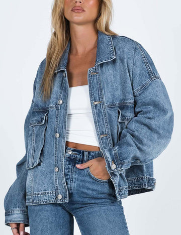 Washed Casual Pockets Buttons Denim Jacket DP25G805
