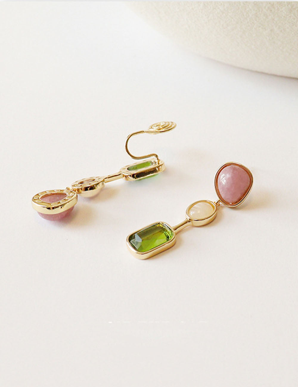 Gold Plated Square Stone Dangle Earrings DP25E587
