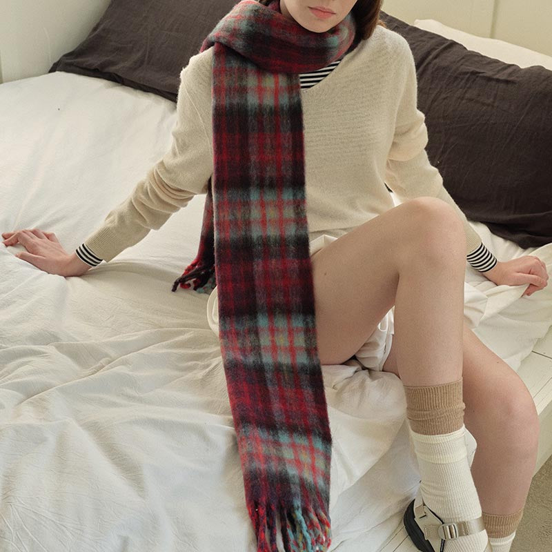 Soft Winter Color Contrast Plaid Warm Scarf DP25G565