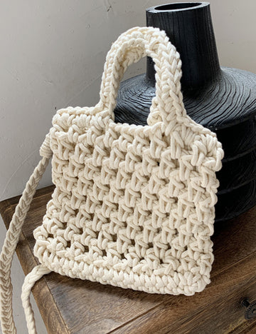 Hellow Out Solid Color Simple Woven Bag DPWB3