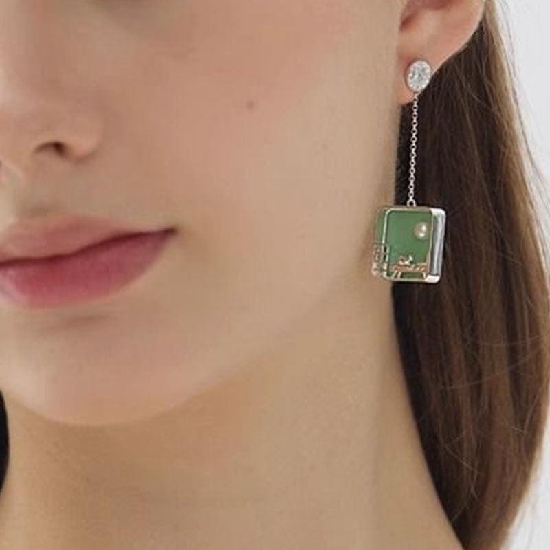 Pearl Square Drop Earrings - DippedShop Wholesale - #4019