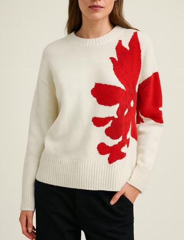 Trendy Color Block Jacquard Embroidered Knit Sweater DP25E525