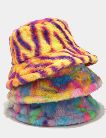 Colorful Plush Warm Soft Bucket Hats DPBH0324