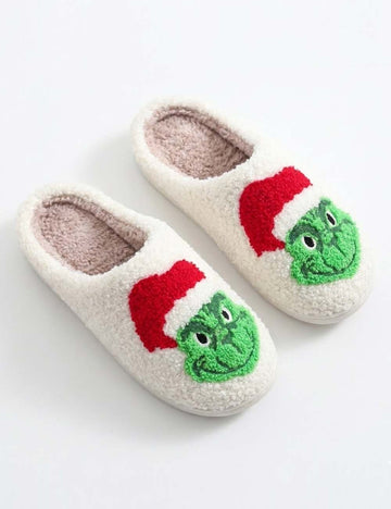 Christmas Grinch Plush Warm Indoor Slippers DP25H492