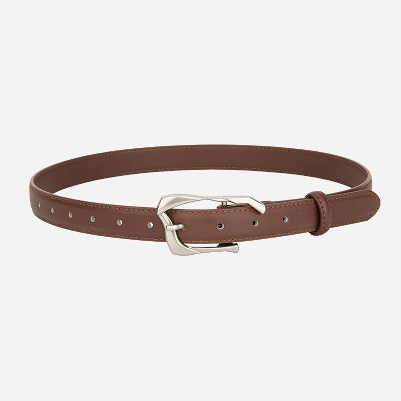 Trendy Unique Metal Buckle Skinny Leather Belt MK2LEEP6W6JBT33