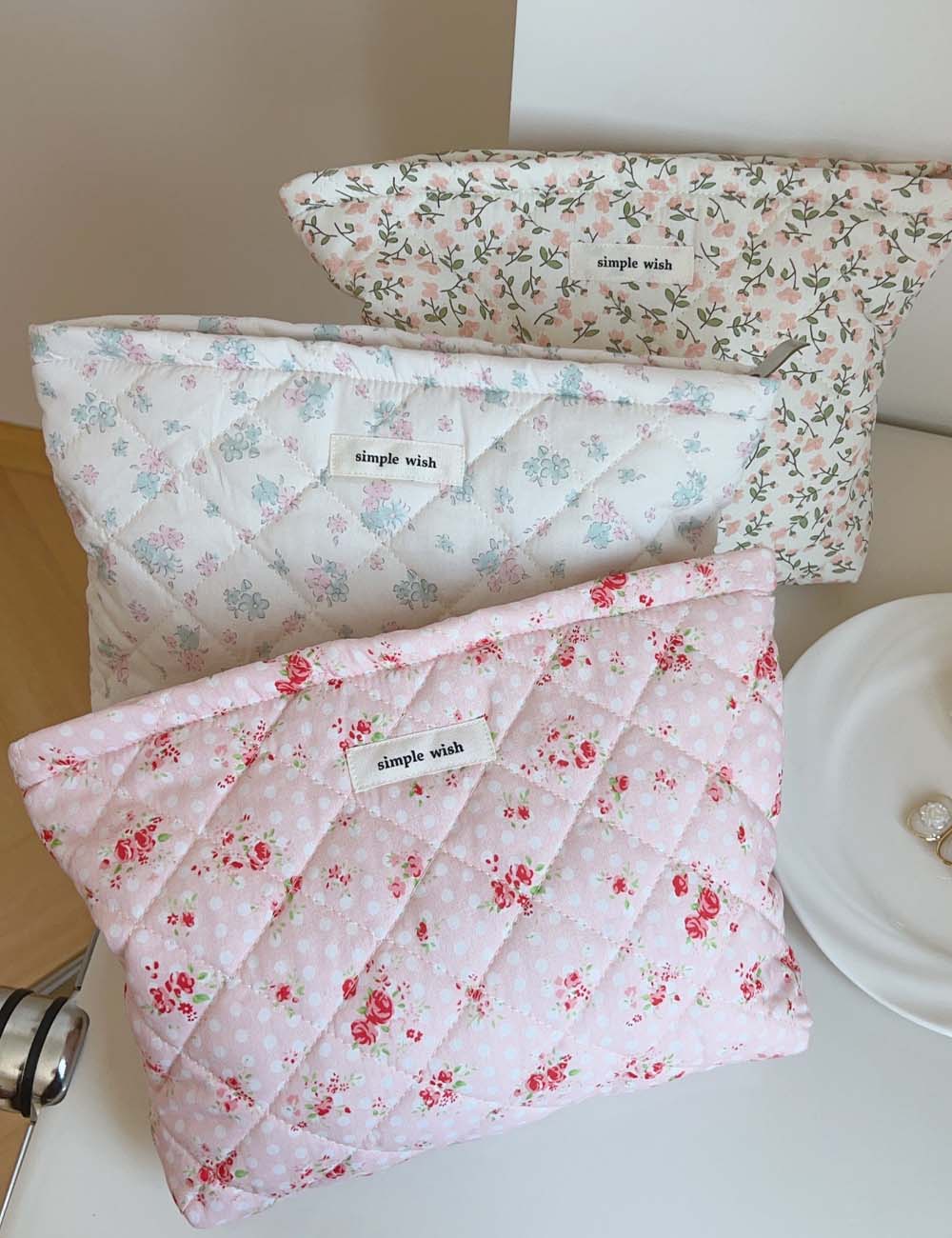 Floral Cotton Makeup Bag - DippedShop Wholesale - #1475