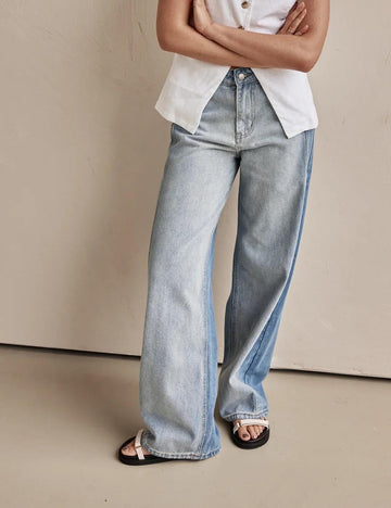 Minimalist Washed Mid Waist Wide Leg Jeans DP25G683