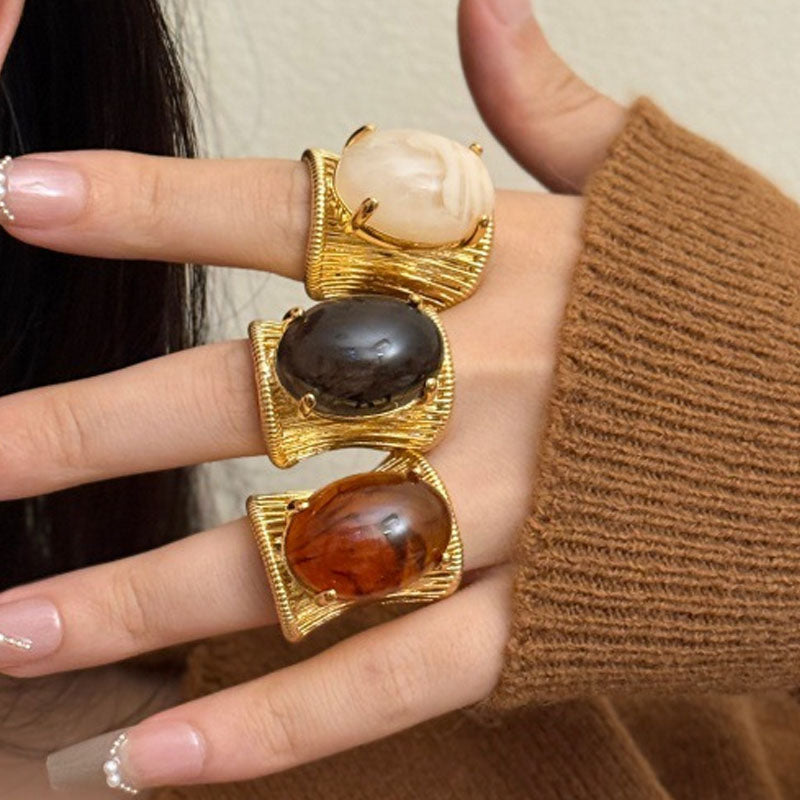 Vintage Stone Open Ring - DippedShop Wholesale - #7747