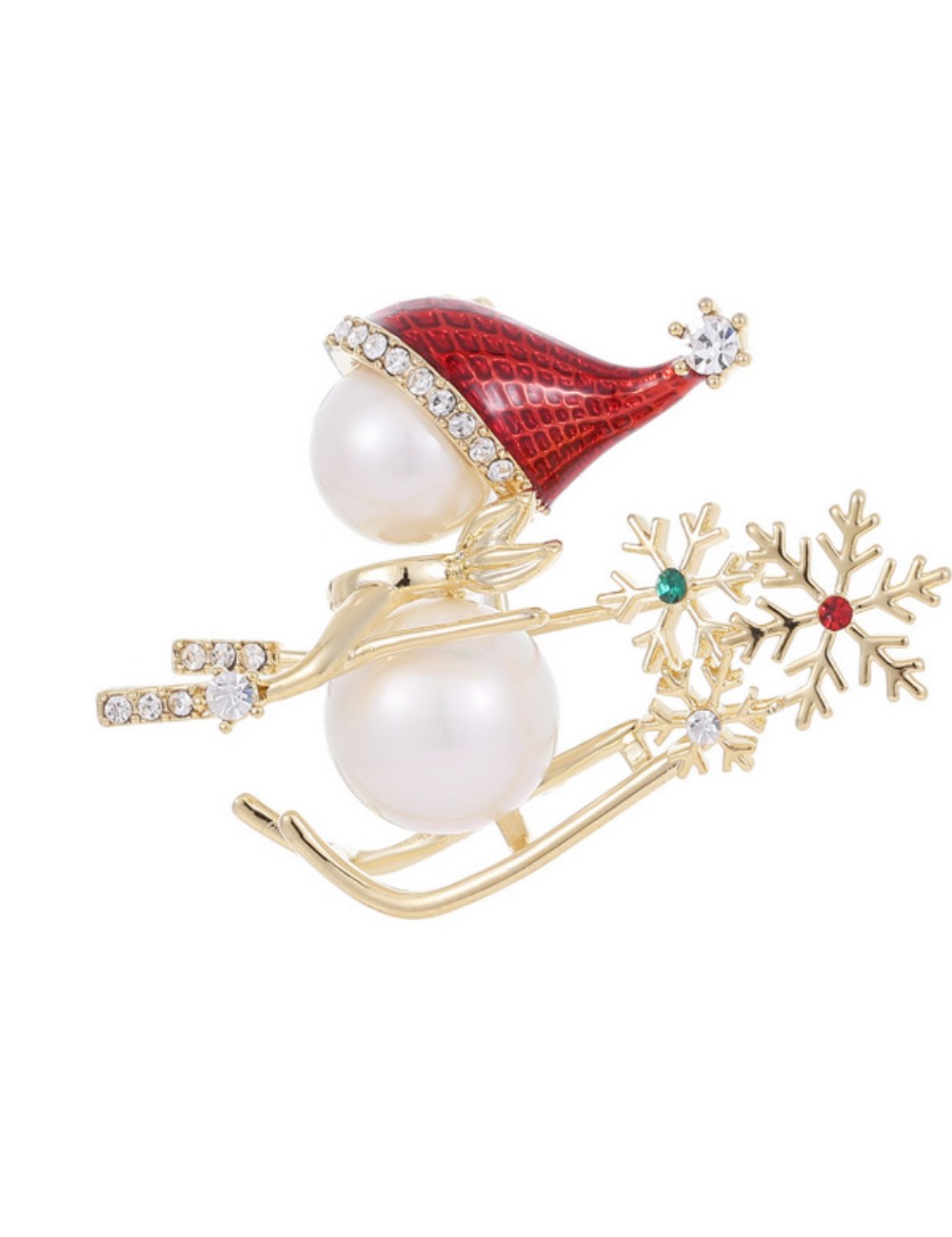 Christmas Gift Pearl Snowman Rhinestone Brooch DPJB1931