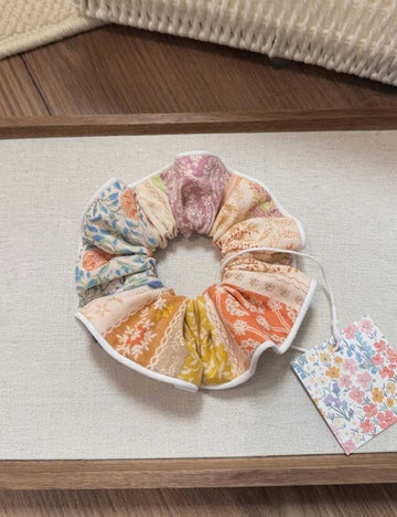 Flower Patchwork Hair Scrunchie - DippedShop Wholesale - #1971