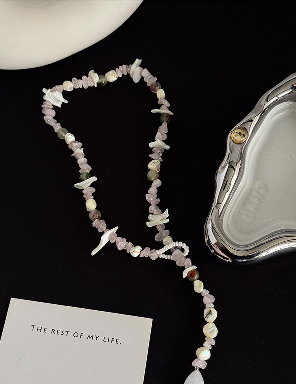 Dainty Stone Shell Beaded Choker Necklace DP25F833