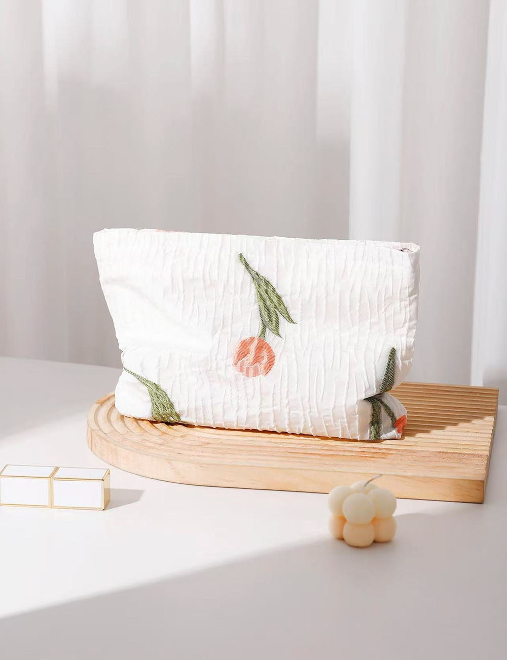 Tulip Jacquard Pleated Cosmetic Bag - DippedShop Wholesale - #1043