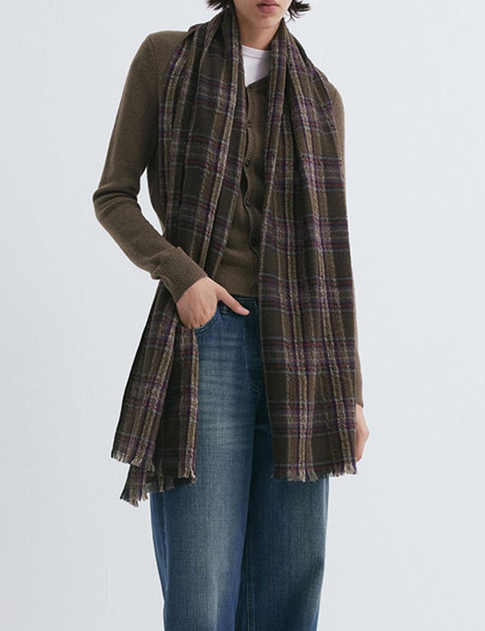 Vintage Checked Winter Soft Tassel Scarf DP25G566