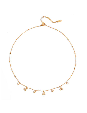 Gold Cherry Charm Zircon Choker Necklace DP25E805
