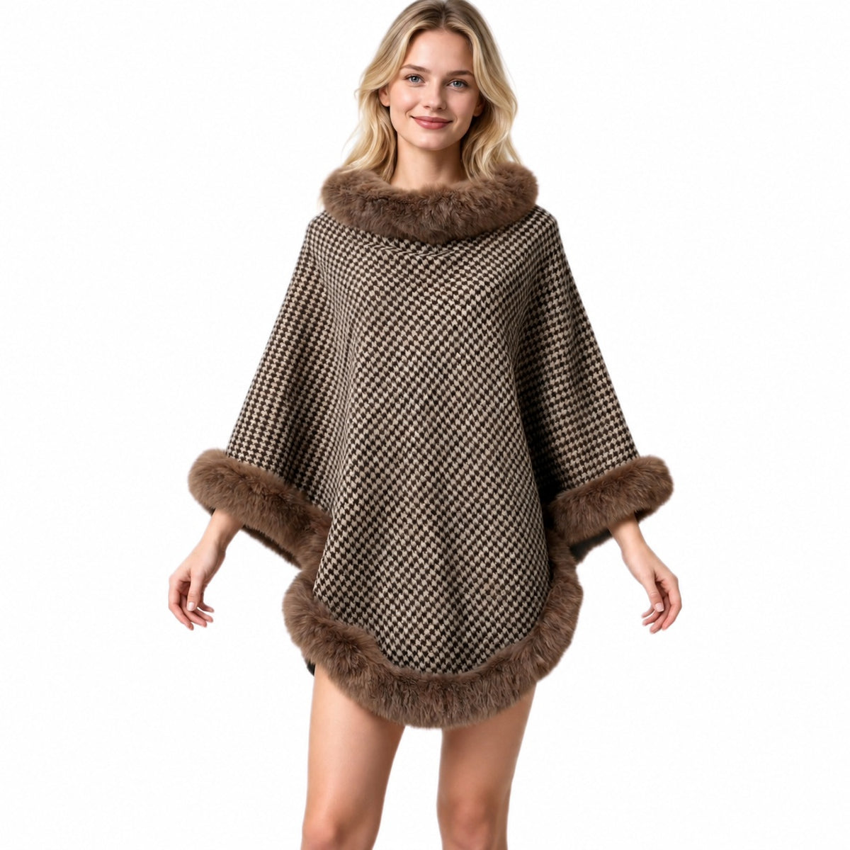 Faux Fur Shawl Poncho - DippedShop Wholesale - #7507