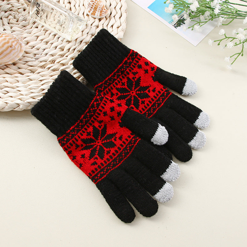 Flower Jacquard Knit Gloves - DippedShop Wholesale - #6787