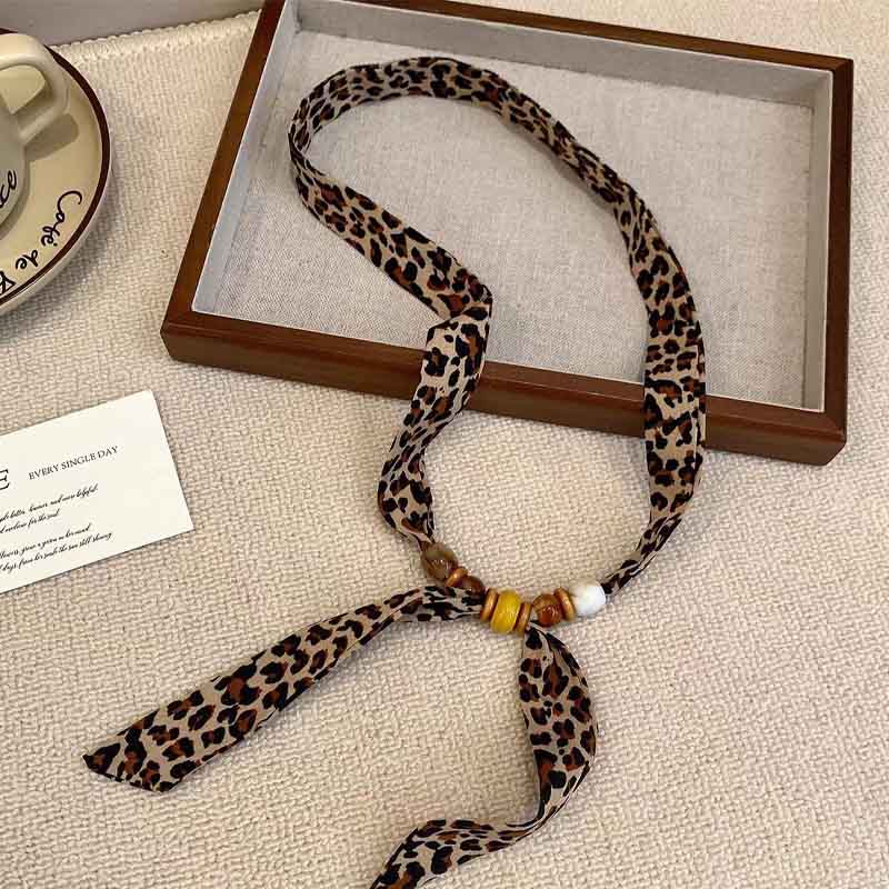 Retro Polka Dot Beaded Adjustable Scarf Necklace MK2BW6W6JNC234