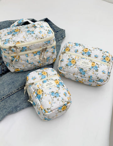 Flower Print Large Capacity Quilted Makeup Bag DP25H545