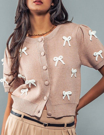 Bows Sweet Short Sleeves Knit Cardigan DPT251503