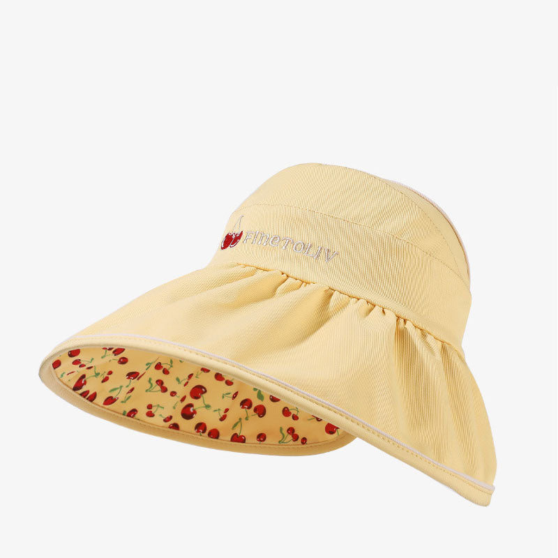 Casual Reversible Embroidery Wide Brim Sun Hat 8BK6HAT168T