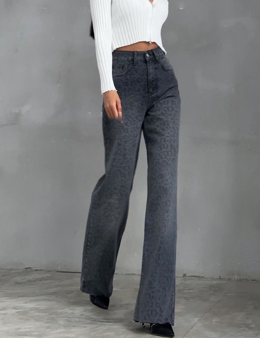 Casual Leopard High Waist Straight Leg Pants DP25E467
